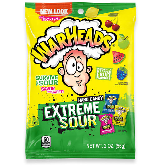 Warheads Xtreme Sour Hard Candy Peg Bag; 2 Ounces; 12 Per Case