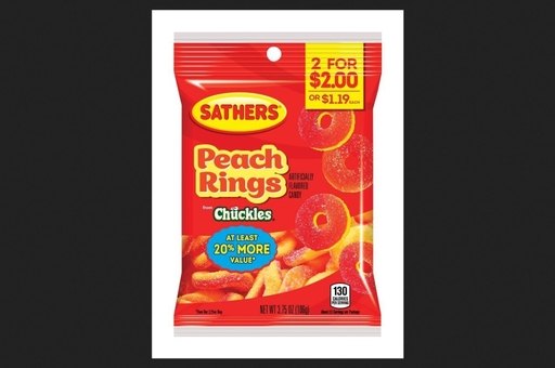 Sathers Peach Rings; 3.75 Ounces; 12 Per Case - High Mart Wholesale