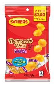 Sathers Butterscotch Disc $2.00 Pre-Priced; 4.2 Ounces; 12 Per Case - High Mart Wholesale