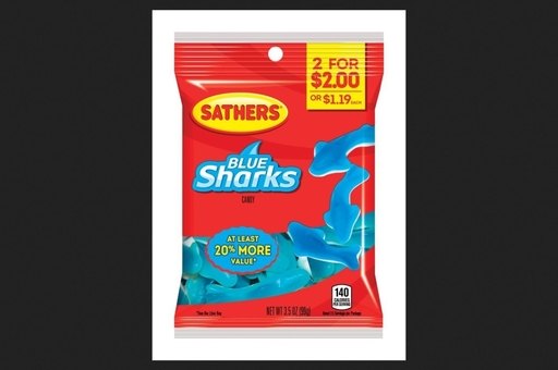 Sathers Blue Sharks; 3.5 Ounces; 12 Per Case - High Mart Wholesale