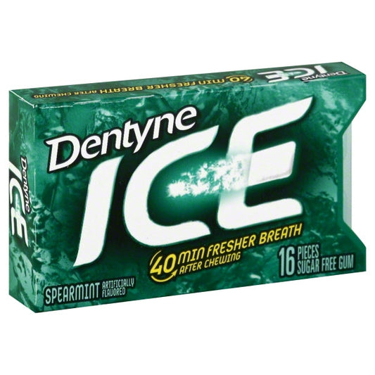 Dentyne Single Spearmint Ice Gum; 16 Count; 9 Per Box; 18 Per Case