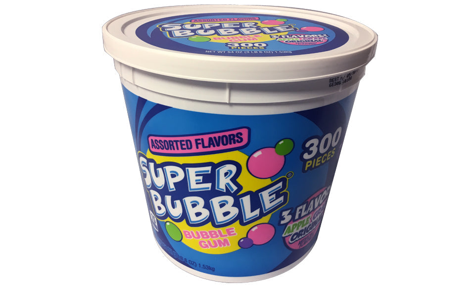 Super Bubble Bubble Gum 3 Flavors Bucket; 54 Ounces; 8 Per Case - High Mart Wholesale