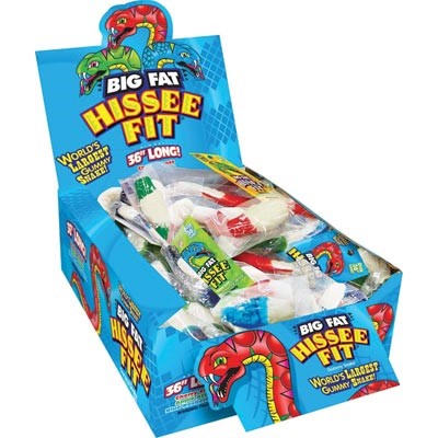 Big Fat Hisse Fit Gummy Snake Display Carton; 7 Ounces; 12 Per Box; 6 Per Case - High Mart Wholesale