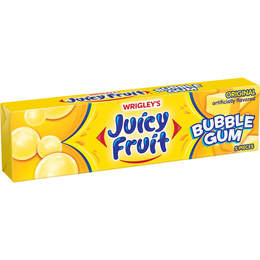 Juicy Fruit Bubble Gum Original; 5 Piece; 18 Per Box; 8 Per Case