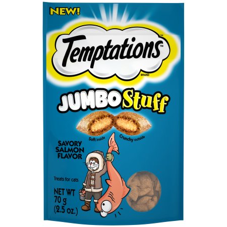 Whiskas Temptations Jumbo Stuff Savory Salmon Flavor; 2.47 Ounces; 12 Per Case