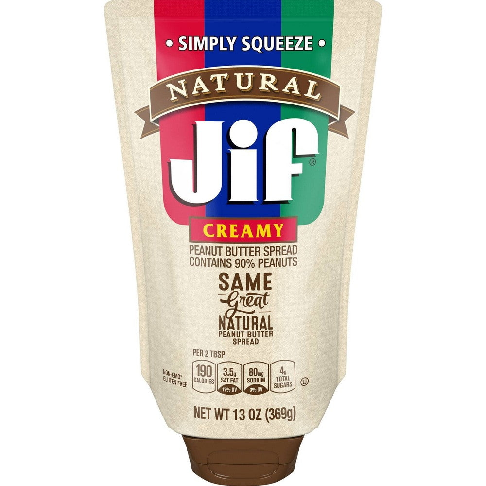 Jif Natural Squeeze Pouch; 13 Ounce; 10 Per Case - High Mart Wholesale