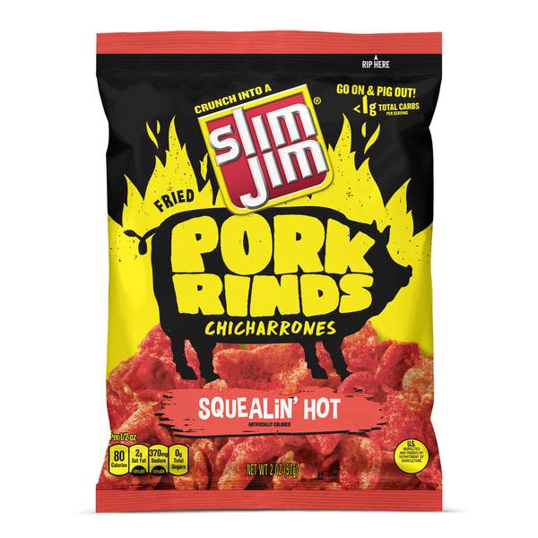 Slim Jim Pork Rind Squealin' Hot Fried Snacks; 2 Ounces; 12 Per Case