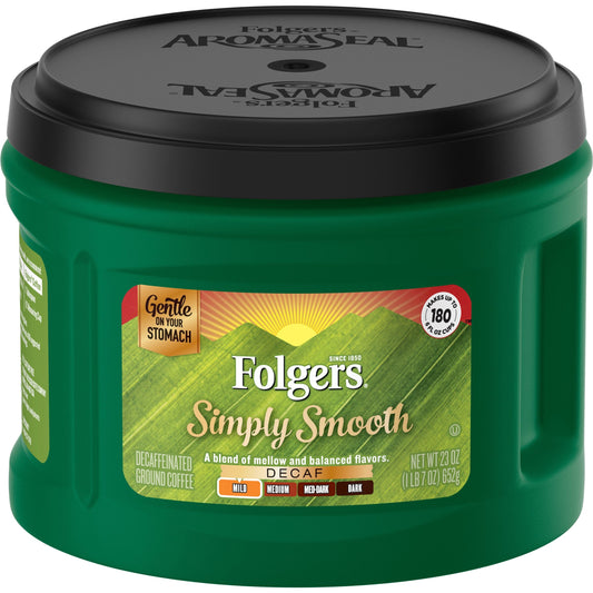 Folgers Smooth Decaf Ground Coffee; 23 Ounces; 6 Per Case