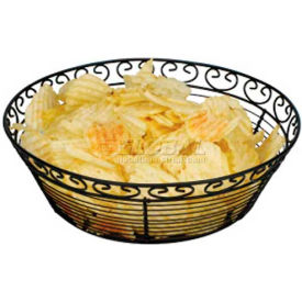 Winco Wire Bread Fruit Basket Black Round; 48 Each; 1 Per Case - High Mart Wholesale