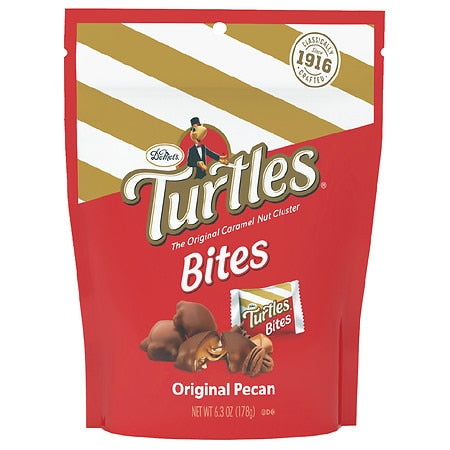 Turtles Original & Dark Chocolate Pecan Bites Stand Up Pouch & Original Minis Stand Up Pouch Floorstand; 48 Count; 1 Per Case - High Mart Wholesale