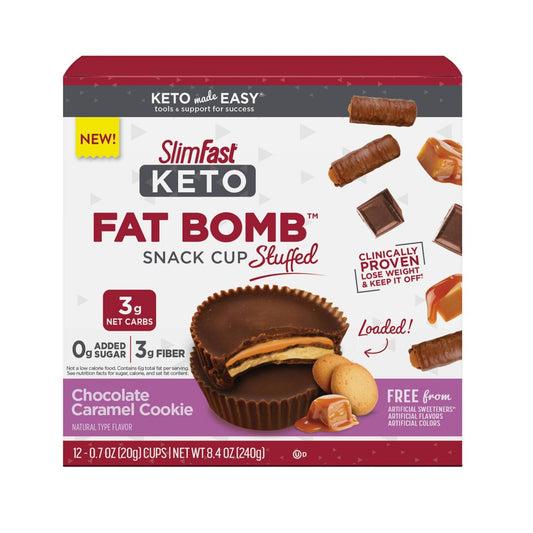 Slimfast Keto Snack Cup Stuffed Chocolate Caramel Cookie; 8.4 Ounces; 4 Per Case