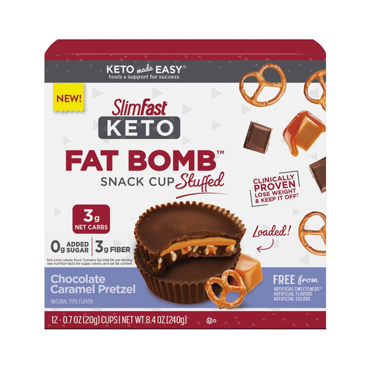 Slimfast Keto Snack Cup Stuffed Chocolate Caramel Pretzel; 8.4 Ounces; 4 Per Case