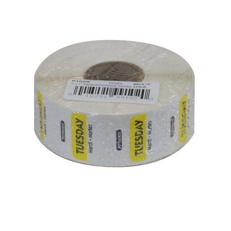 Ncco National Checking 1 Inch X 1 Inch Trilingual Yellow Tuesday Permanent Label; 1000 Each