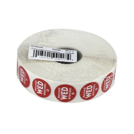 Ncco National Checking .75 Inch Circle Trilingual Removable Red Wednesday Label; 2000 Each