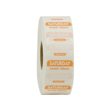 Ncco National Checking 1 Inch X 1 Inch Trilingual Orange Saturday Dissolvable Label; 1000 Each