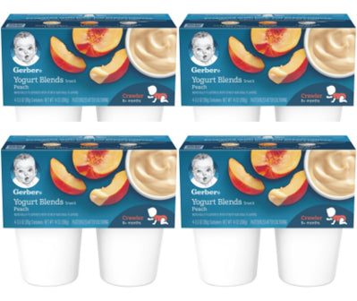 Gerber Peach Yogurt Blends Baby Snack Cup; 4X 3.5 Oz Cups; 14 Ounce; 6 Per Case