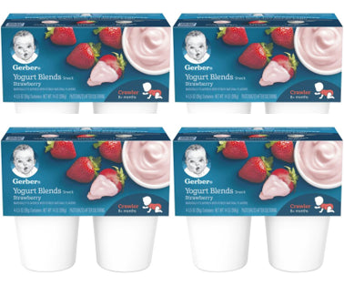 Gerber Strawberry Yogurt Blends Baby Snack Cup; 4X 3.5 Oz Cups; 14 Ounce; 6 Per Case