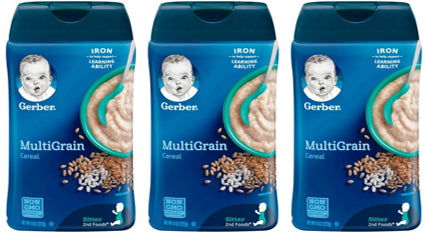 Gerber Grain & Grow Non-Gmo Multi Grain Cereal Baby Food Carton With Iron; 8 Ounce; 3 Per Box; 2 Per Case