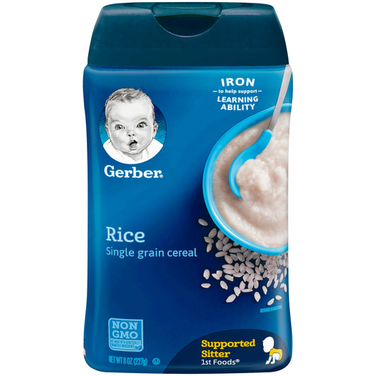 Gerber Non-Gmo Natural Rice Cereal Baby Food Carton; 8 Ounce; 3 Per Box; 2 Per Case