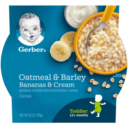 Gerber Graduates Non-Gmo Bananas And Cream Oatmeal Cereal Baby Food Tray; 4.5 Ounce; 8 Per Case