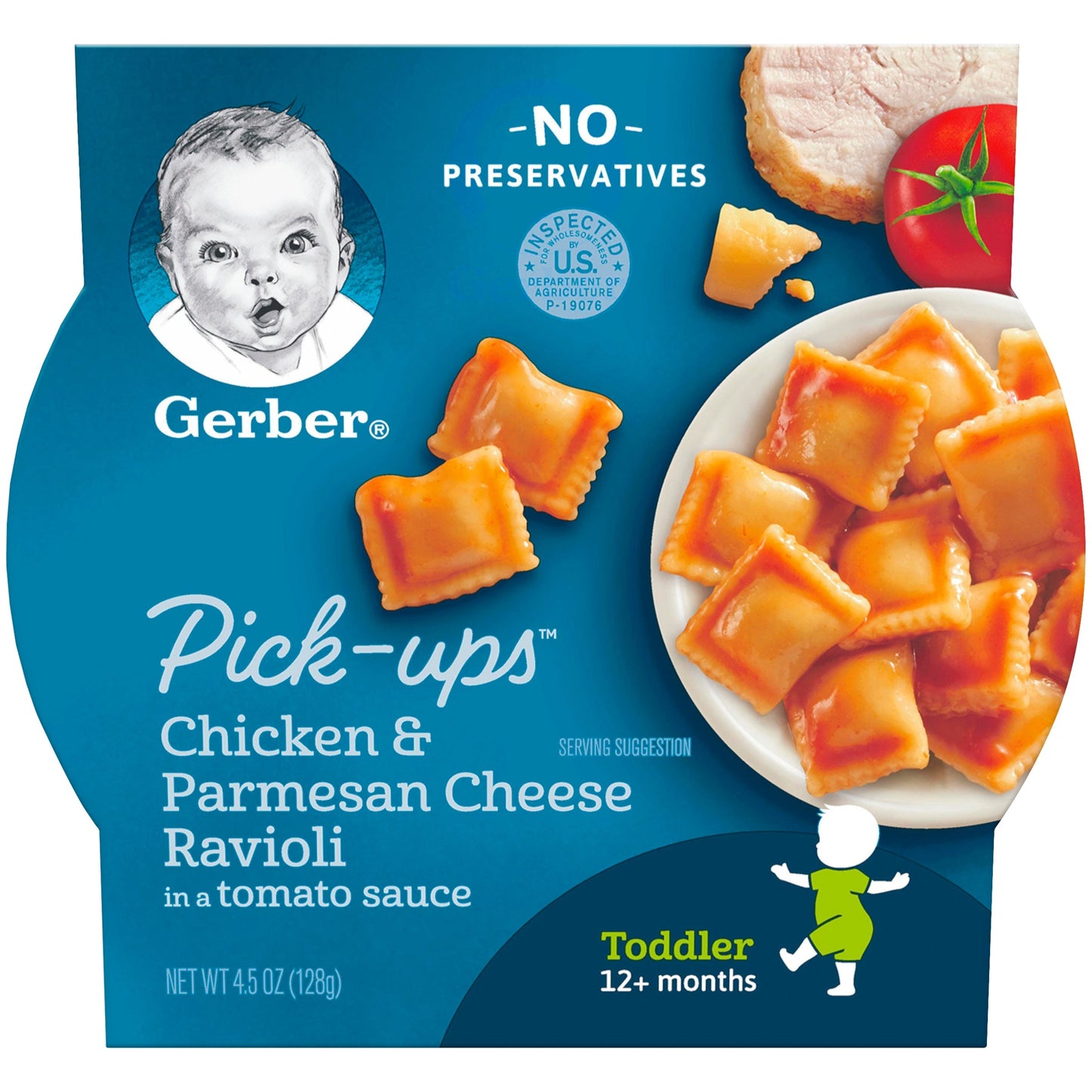 Gerber Mealtime For Toddler Chicken & Cheese Ravioli Pick-Ups Toddler Food Tray; 4.5 Ounce; 8 Per Case