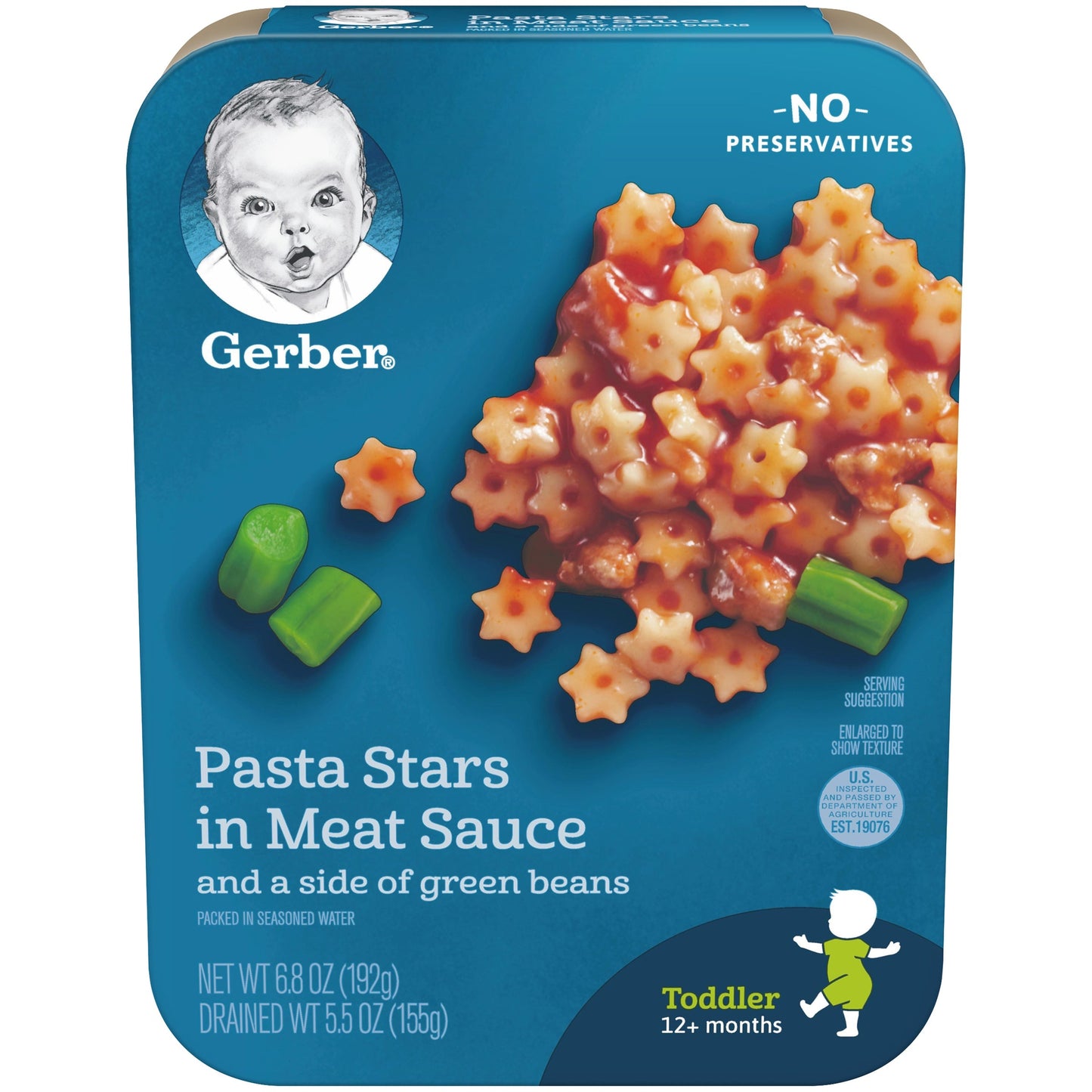 Gerber Mealtime For Toddler Pasta Stars In Meat Sauce Lil Entrees Toddler Food Tray; 6.8 Ounce; 8 Per Case