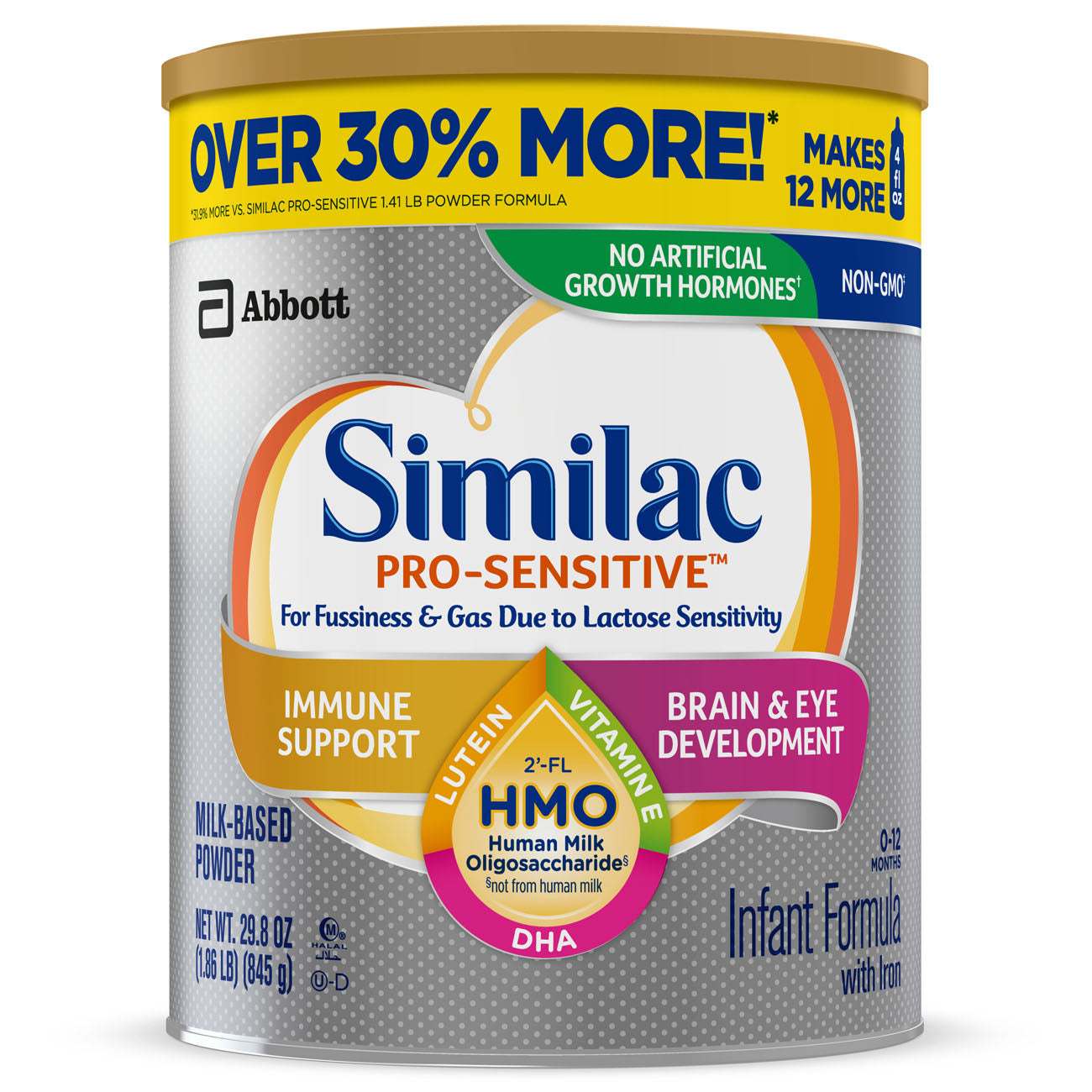 Similac Pro-Sensitive For Fussiness & Gas Milk-Based Powder Infant Formula Can With Iron; 1.86 Pound; 4 Per Case - High Mart Wholesale