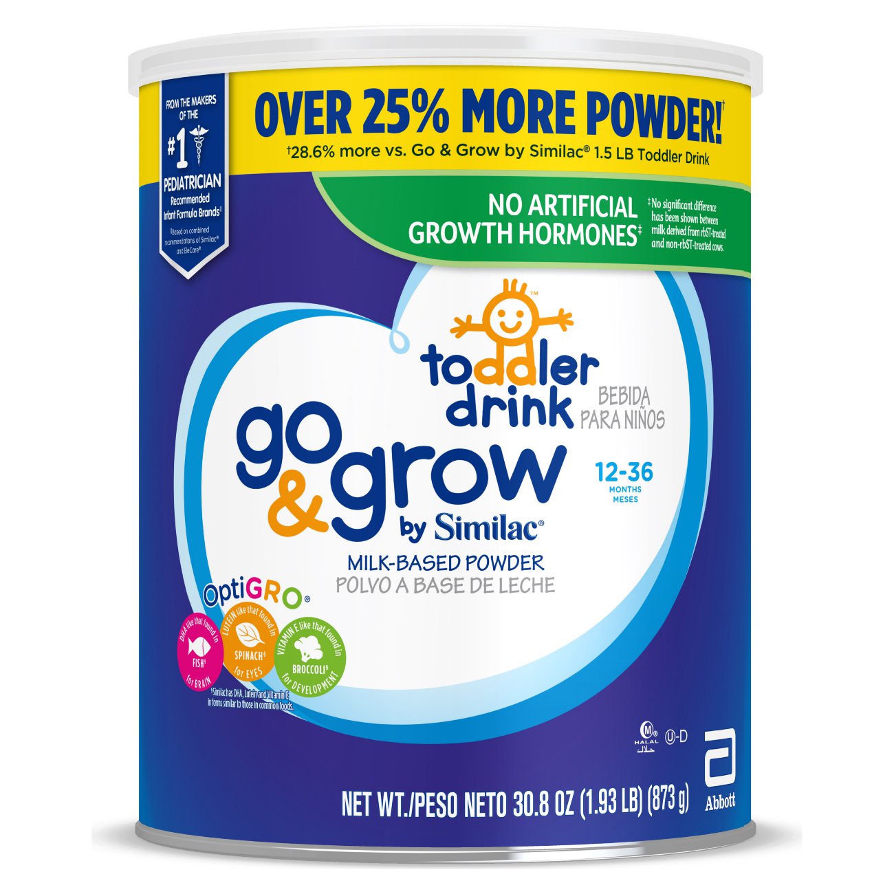 Similac Go & Grow Non-Gmo Milk-Based Powder Toddler Formula Can; 1.93 Pound; 4 Per Case - High Mart Wholesale