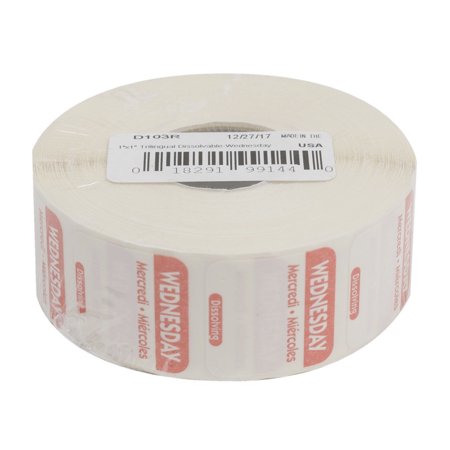 Ncco National Checking 1 Inch X 1 Inch Trilingual Red Wednesday Dissolvable Label; 1000 Each