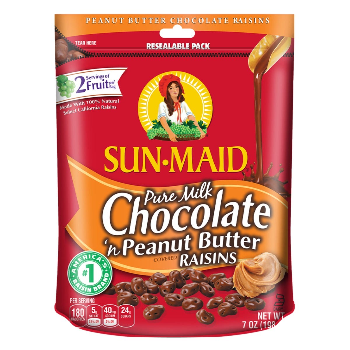 Sunmaid Peanut Butter & Milk Chocolate Covered Raisins; 7 Ounces; 6 Per Case