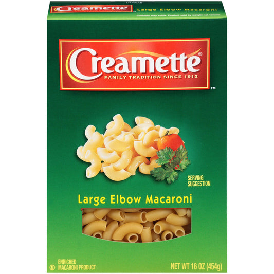 Creamette Large Elbow Macaroni; 16 Ounce; 12 Per Case