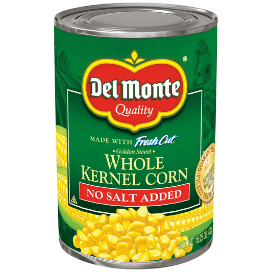 Del Monte Golden Sweet No Salt Added Whole Kernel Corn; 15.25 Ounces; 24 Per Case