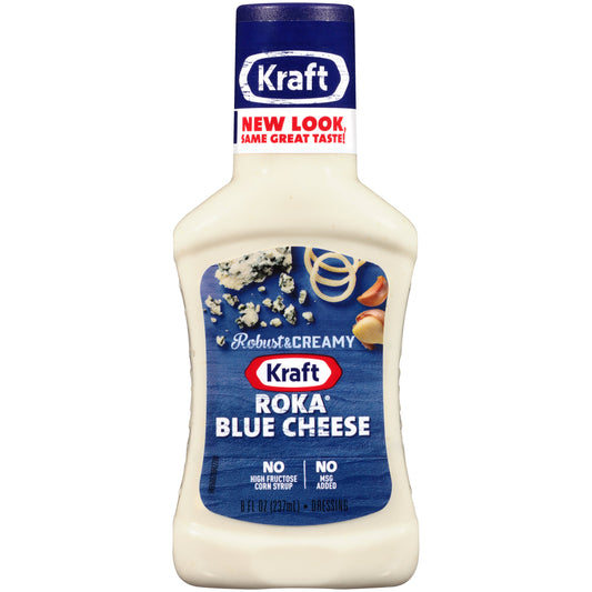 Kraft Roka Blue Cheese Dressing Bottle; 8 Fluid Ounce; 9 Per Case