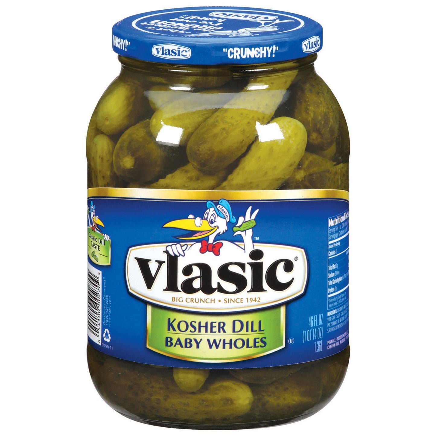 Vlasic Kosher Baby Dill Pickle Whole Jar; 46 Fluid Ounce; 6 Per Case - High Mart Wholesale