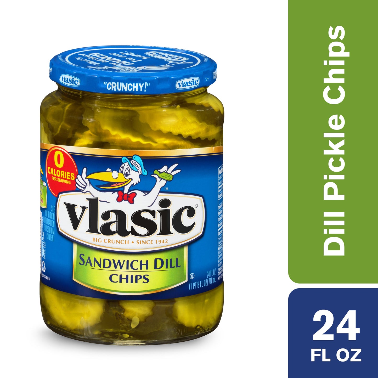 Vlasic Dill Hamburger Pickle Chip Jar; 24 Fluid Ounce; 12 Per Case - High Mart Wholesale