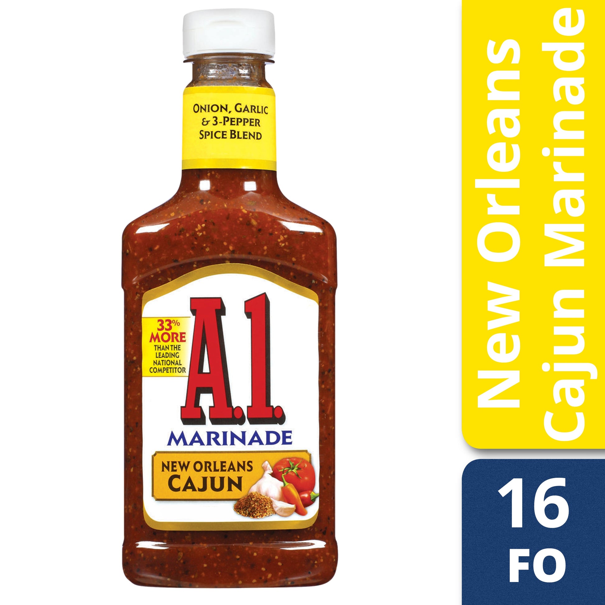 A.1. New Orleans Cajun Marinade Sauce Bottle; 16 Fluid Ounce; 6 Per Case - High Mart Wholesale