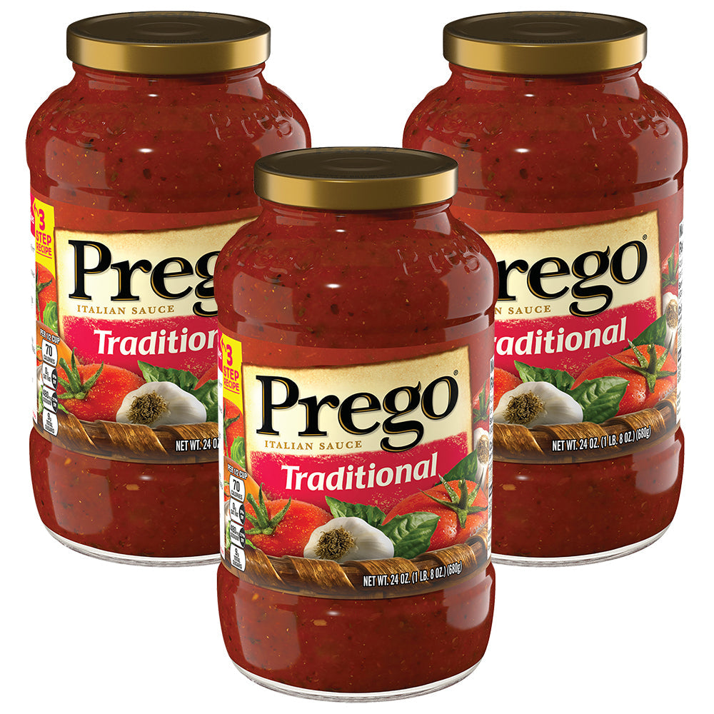 Prego Sauce Traditional Spaghetti Glass Jar; 24 Ounces; 12 Per Case - High Mart Wholesale