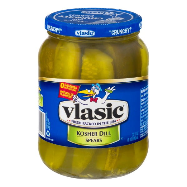 Vlasic Kosher Dill Pickle Spear Jar; 32 Fluid Ounce; 6 Per Case - High Mart Wholesale