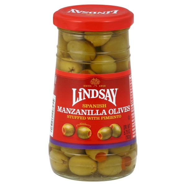 Lindsay Stuffed Imported Olives Jar; 5.75 Ounce; 12 Per Case - High Mart Wholesale