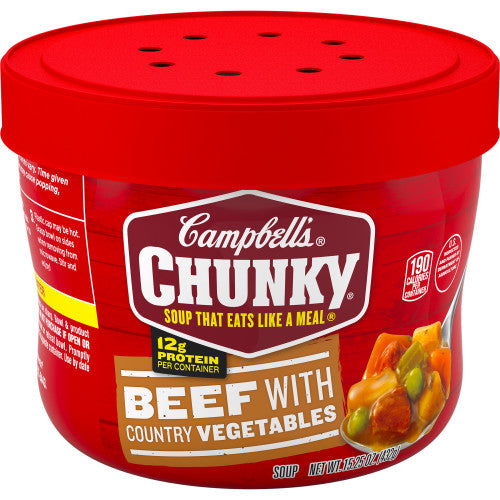 Campbell's Chunky Beef With Vegetable Microwaveable Soup; 15.25 Ounces; 8 Per Case - High Mart Wholesale