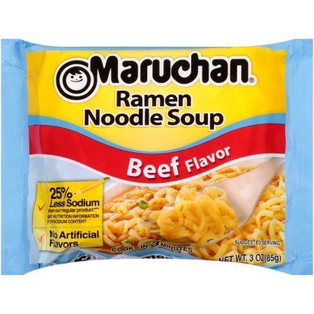 Maruchan Instant 25% Less Sodium No Artificial Flavor Beef Flavored Ramen Noodle Soup; 3 Ounces; 24 Per Case - High Mart Wholesale