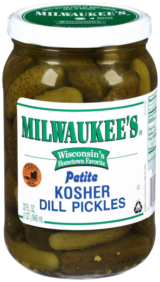 Milwaukee Kosher Dill Petite Pickle Whole Jar; 32 Fluid Ounce; 12 Per Case - High Mart Wholesale