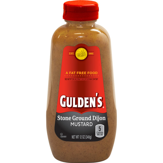 Gulden's Stone Ground Dijon Mustard Bottle; 12 Ounce; 12 Per Case - High Mart Wholesale