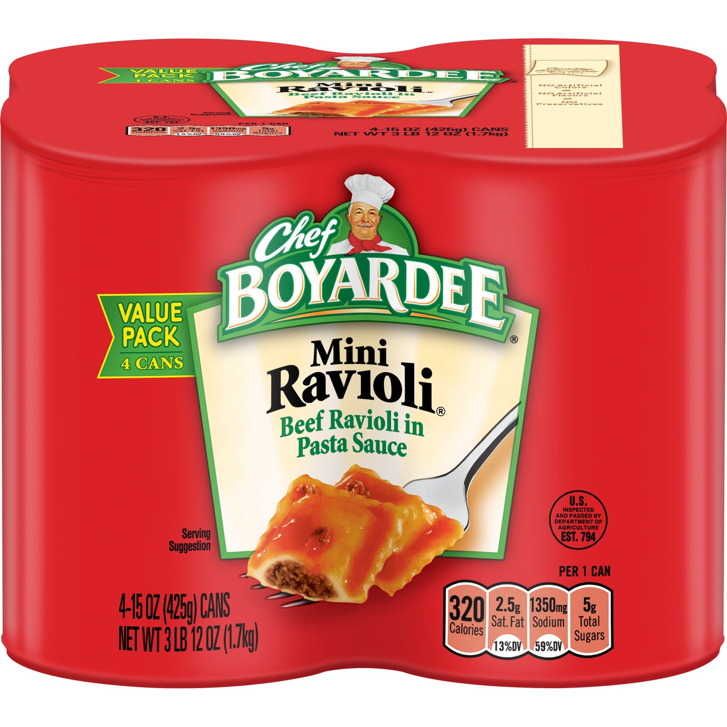 Chef Boyardee Mini Ravioli; 60 Ounces; 6 Per Case - High Mart Wholesale