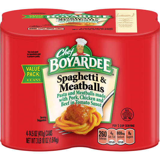 Chef Boyardee Spaghetti And Meatballs; 14.5 Ounce; 6 Per Case - High Mart Wholesale