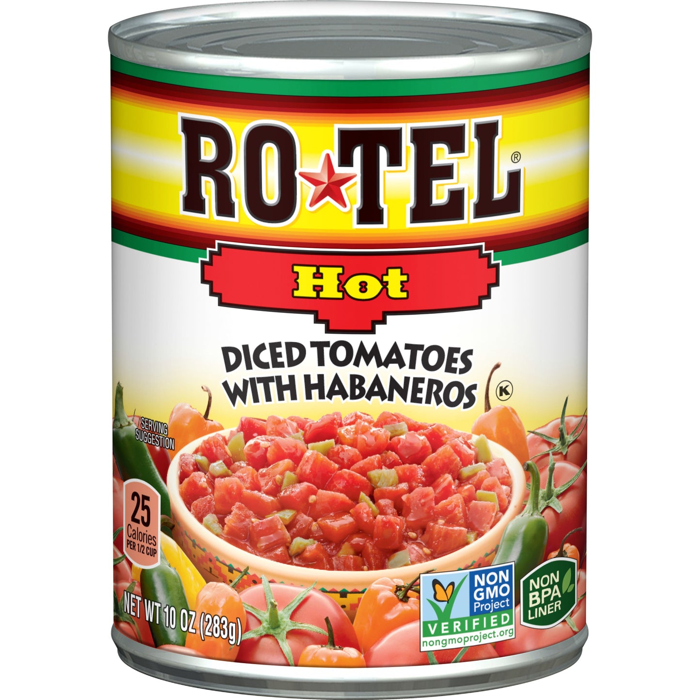 Ro Tel Hot Diced Tomatoes With Habaneros; 10 Ounces; 12 Per Case - High Mart Wholesale