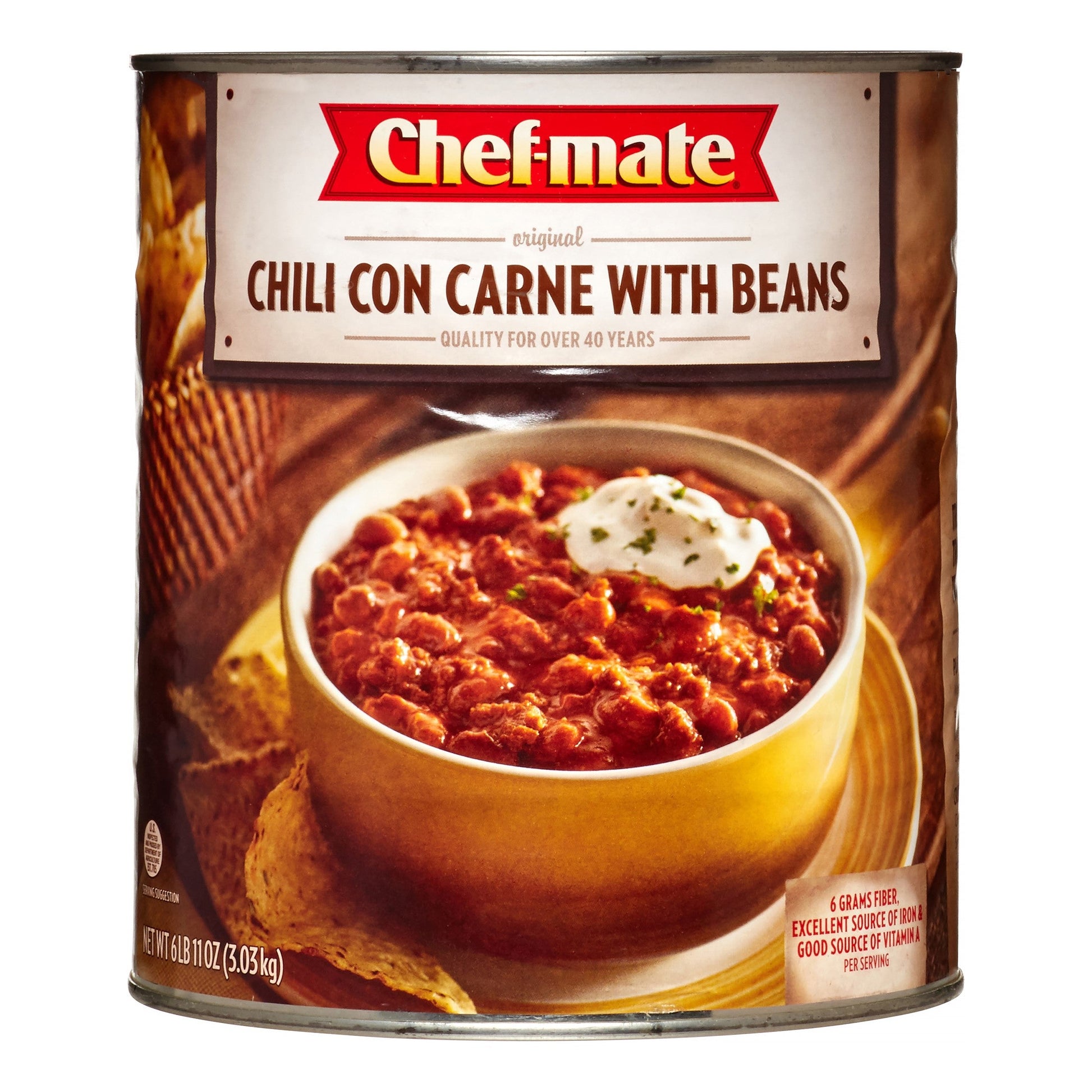 Chef-Mate Original Carne Chili With Beans; 107 Ounces; 6 Per Case - High Mart Wholesale