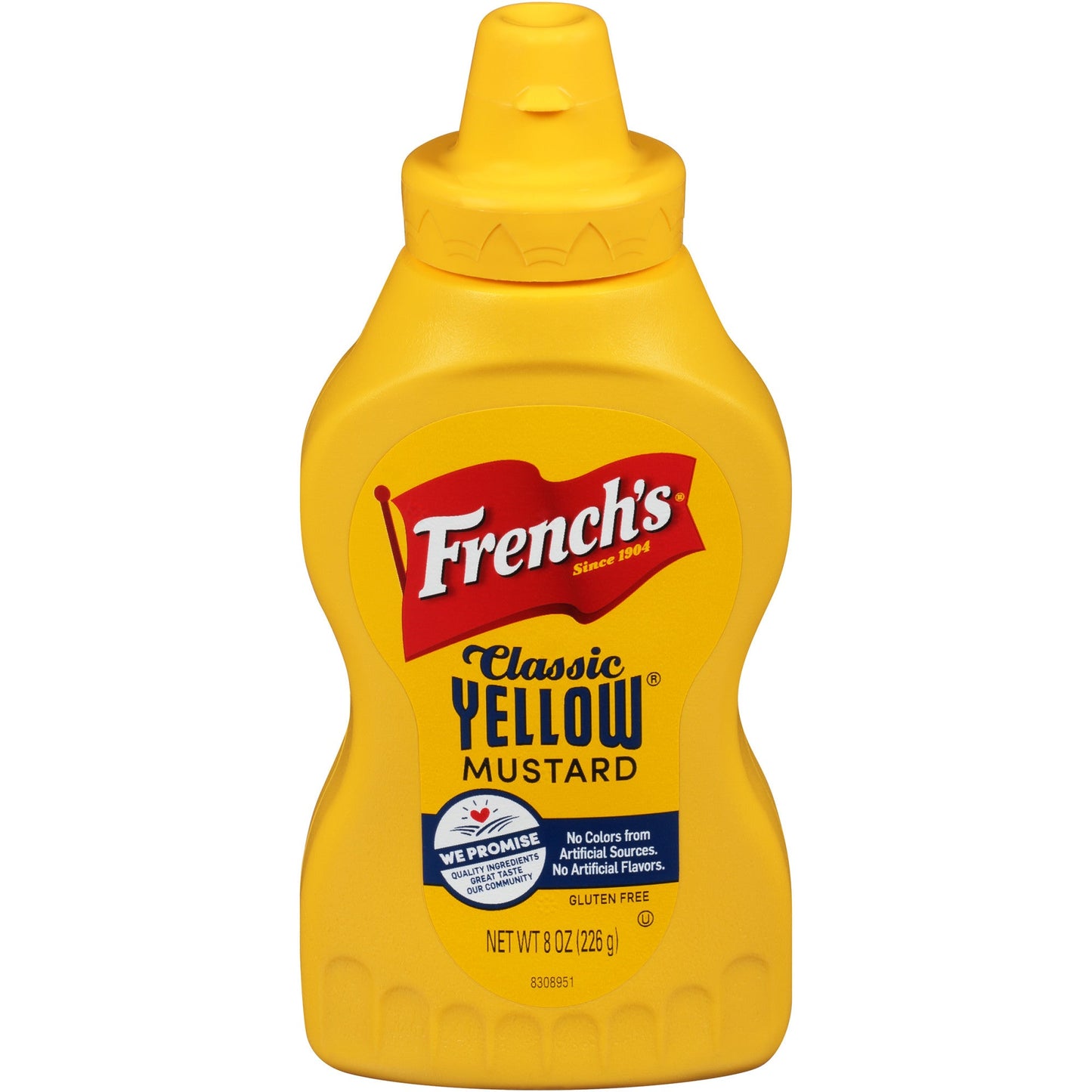 French's Classic Yellow Squeeze Mustard Bottle; 8 Ounce; 20 Per Case - High Mart Wholesale