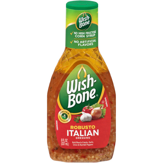 Wish-Bone Robusto Italian Dressing Bottle; 8 Fluid Ounce; 12 Per Case