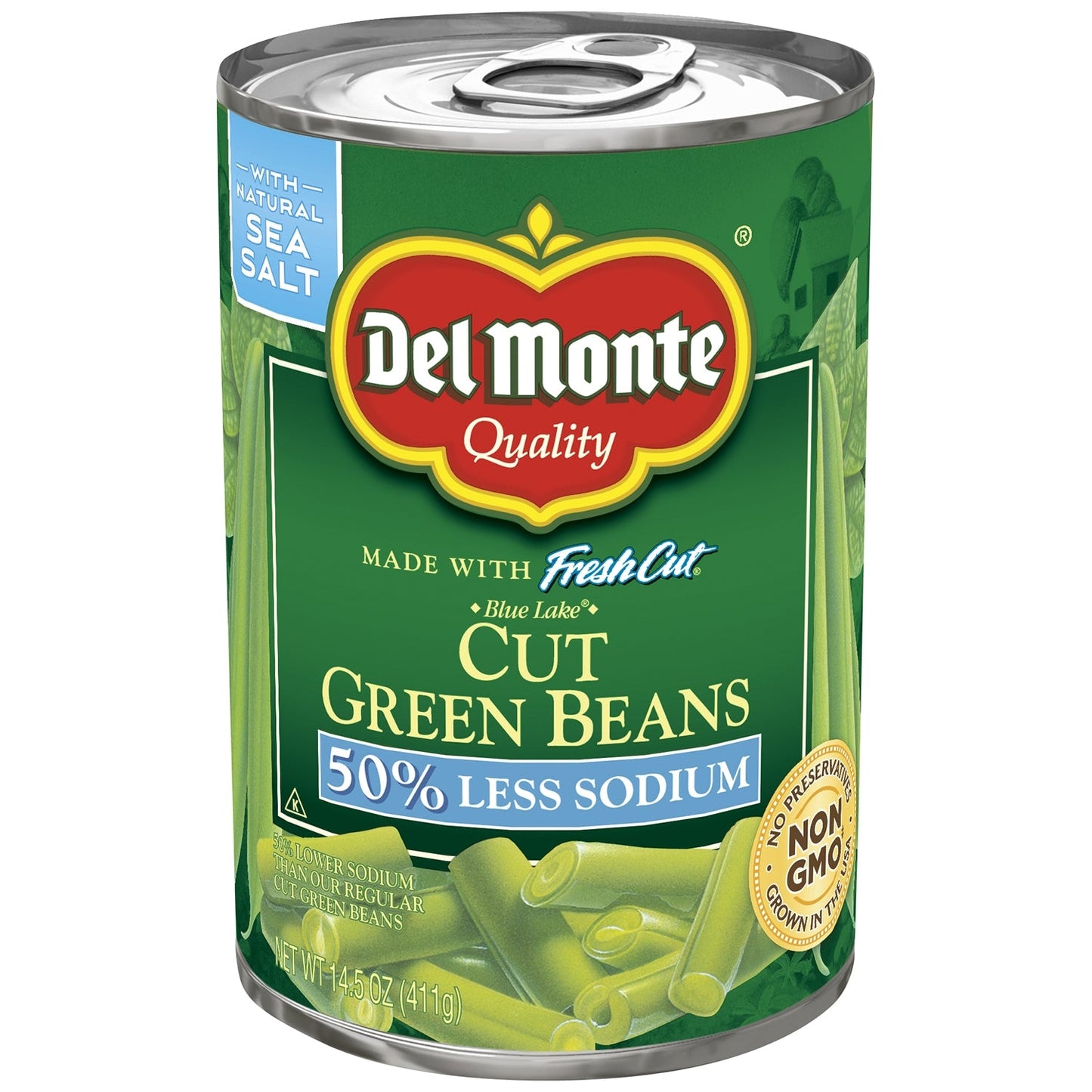 Del Monte Green Beans Cut Low Sodium Easy Open; 14.5 Ounces; 12 Per Case